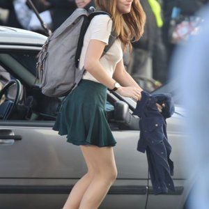 ASO Anastasia Steele ALT COLOR Isabel Marant satchel silk crepe de chine skirt